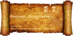 Reszegi Krisztofer névjegykártya
